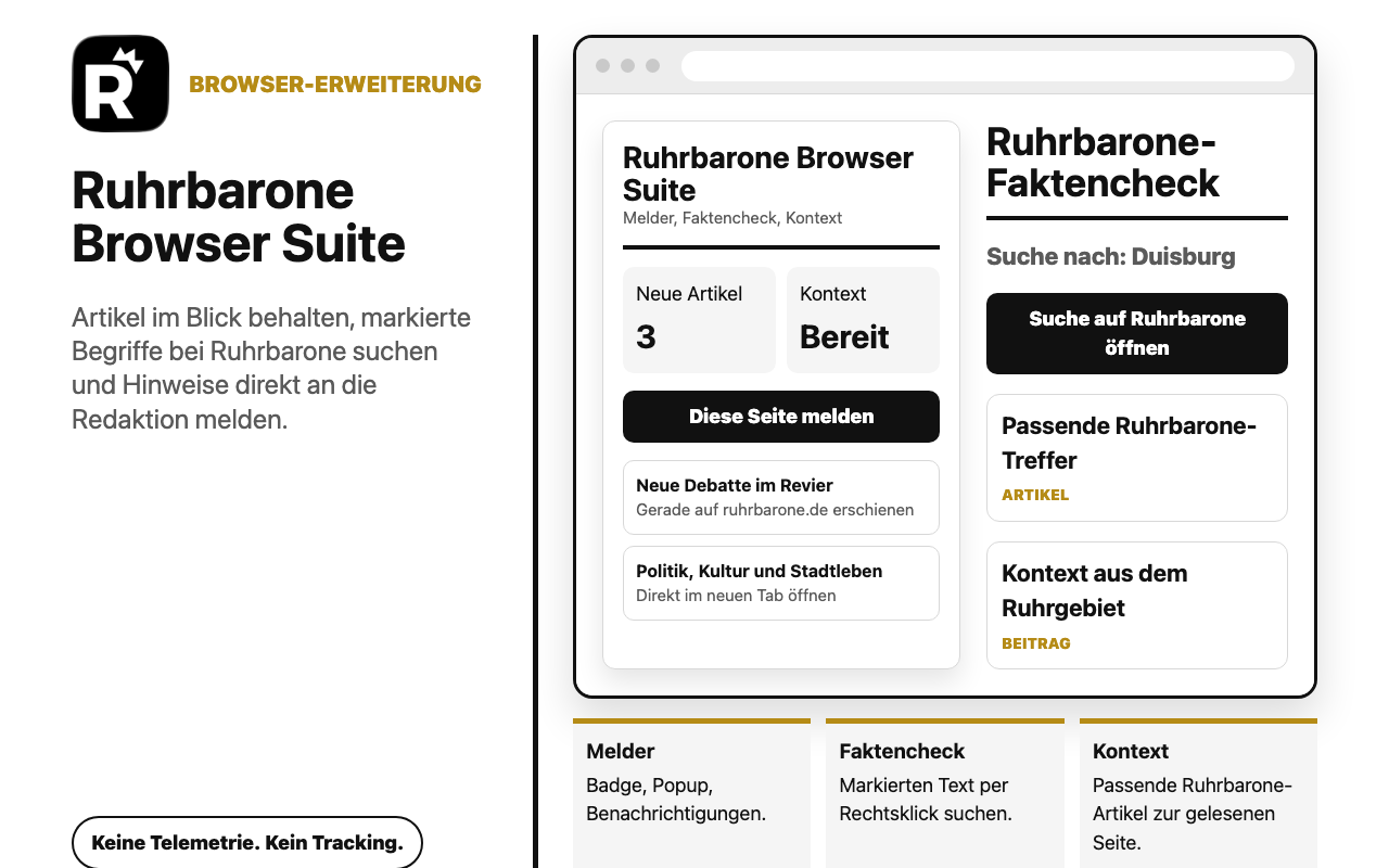 Ruhrbarone Browser Suite im Desktop-Browser