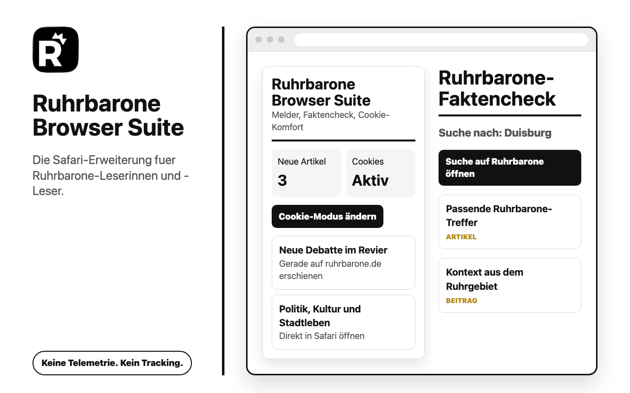 Ruhrbarone Browser Suite auf macOS Safari