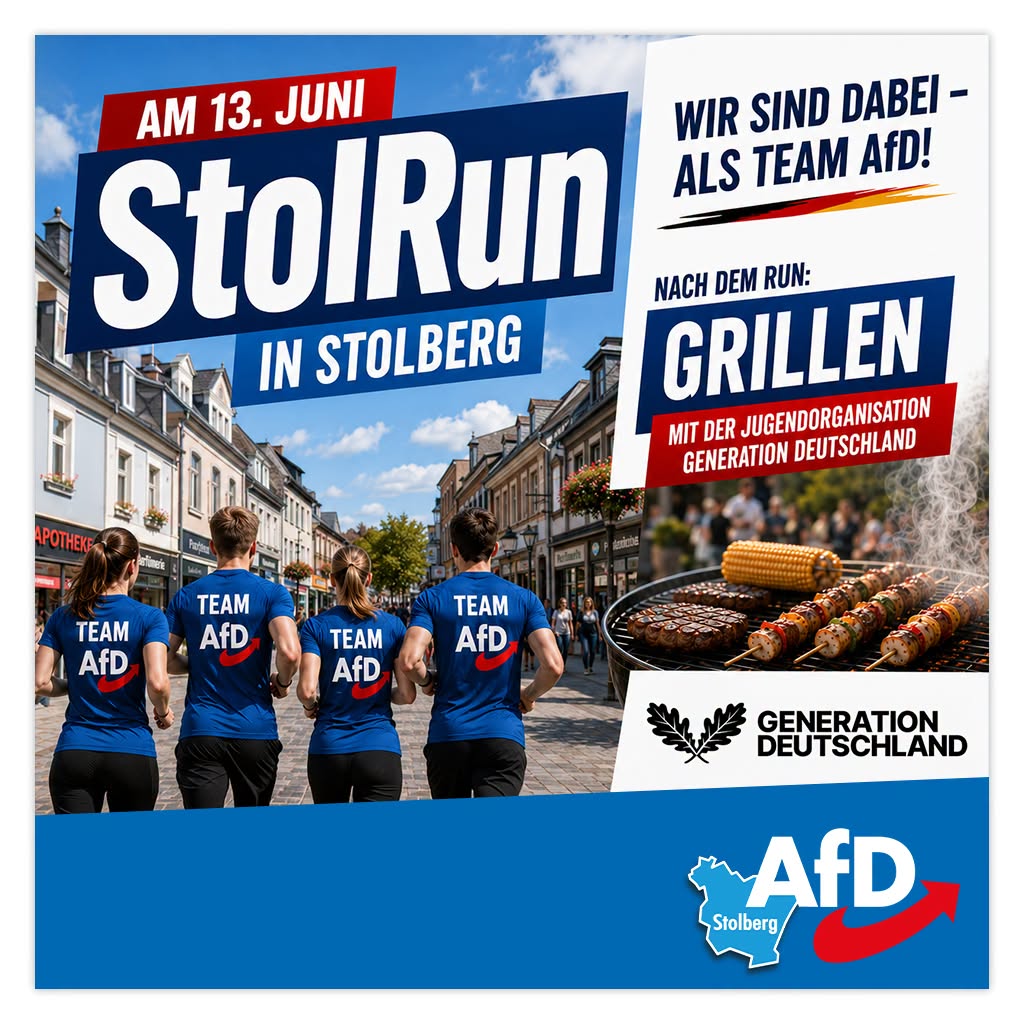 AfD-Werbegrafik für StolRun und anschließendes Grillen mit Generation Deutschland