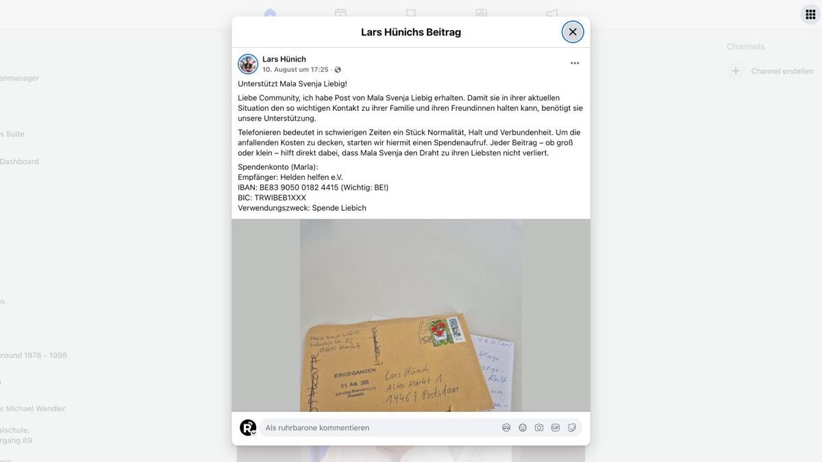 Der Brandenburger AfD-Landtagsabgeordnete Lars Hünich ruft auf Facebook zu Spenden für Marla-Svenja Liebich auf.