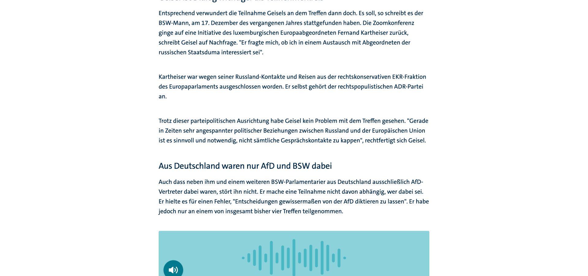 WDR berichtet über eine Videokonferenz von AfD- und BSW-Abgeordneten mit Vertretern der russischen Duma