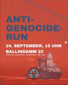 Instagram-Aufruf zum Anti-Genocide-Run am 24. September 2026 in Hamburg.