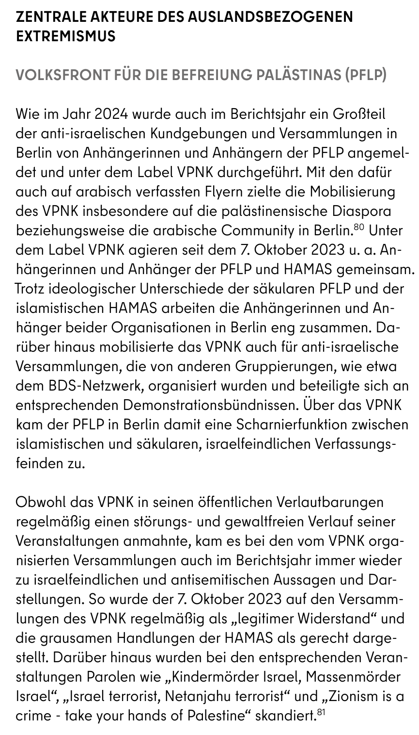 Vollständiger Abschnitt zum VPNK auf Seite 63 des Berliner Verfassungsschutzberichts 2025.