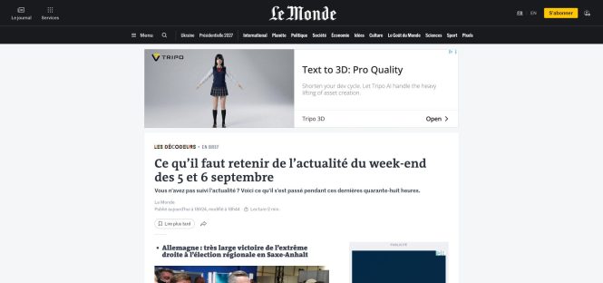 Screenshot der Le-Monde-Übersicht zur Landtagswahl in Sachsen-Anhalt