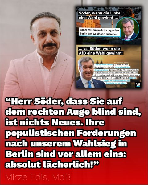 Mirze Edis stellt Söders Aussagen zu finanziellen Sanktionen gegen Sachsen-Anhalt und Berlin gegenüber.