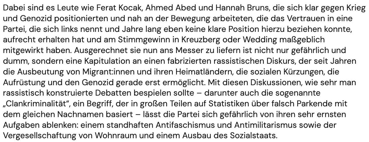 Screenshot eines Originalabsatzes der Jüdischen Stimme vom 25. September 2026