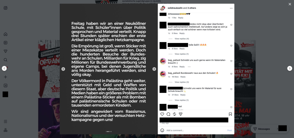 Stellungnahme und Materialangebote am 7. September 2026; BAG-Kommentare sichtbar, andere Kommentatornamen und Profilbilder anonymisiert.