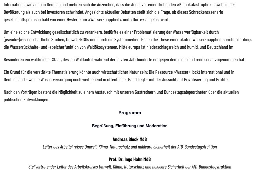 AfD-Einladung mit Hysterie-Vorwurf und Programm mit Ingo Hahn.