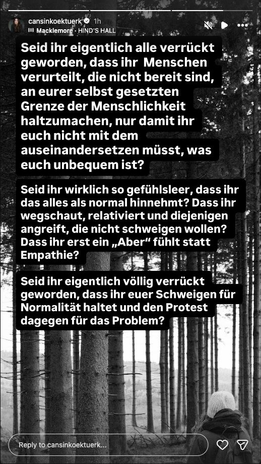 Cansın Köktürks Instagram-Story über Empathie und das Wort Aber