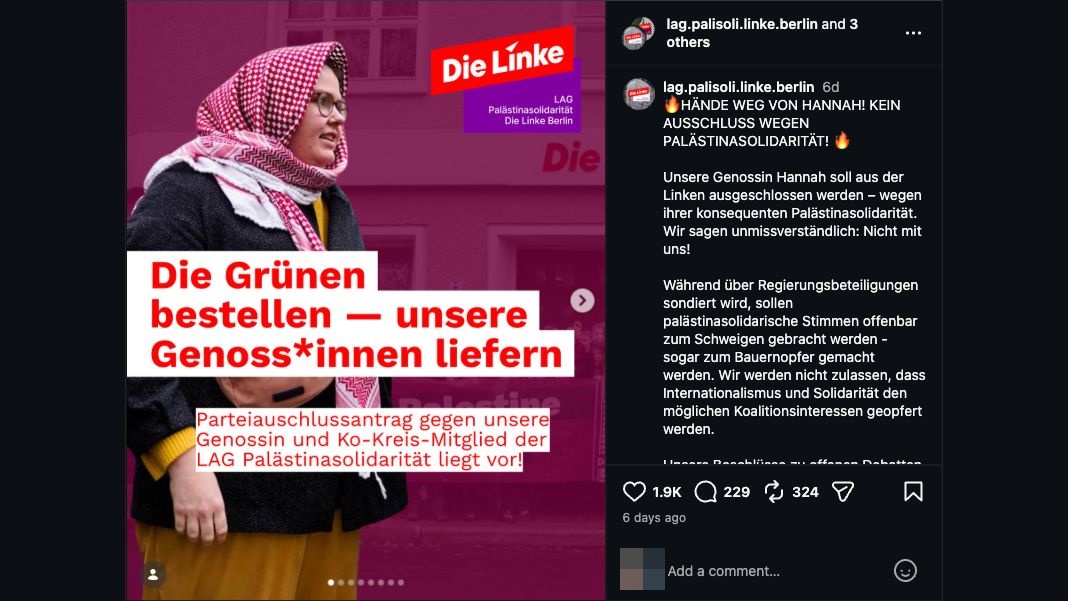 Solidaritätsaufruf für Hannah Bruns vom 24. September 2026.