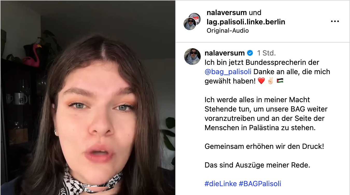 Nala meldet am 25. Oktober 2026 ihre Wahl zur Bundessprecherin der BAG Palästinasolidarität und kündigt mehr Druck an.