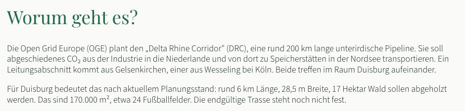 Der Bürgerverein Wedau/Bissingheim nennt 17 Hektar betroffenen Wald und weist darauf hin, dass die endgültige Trasse noch nicht feststeht.