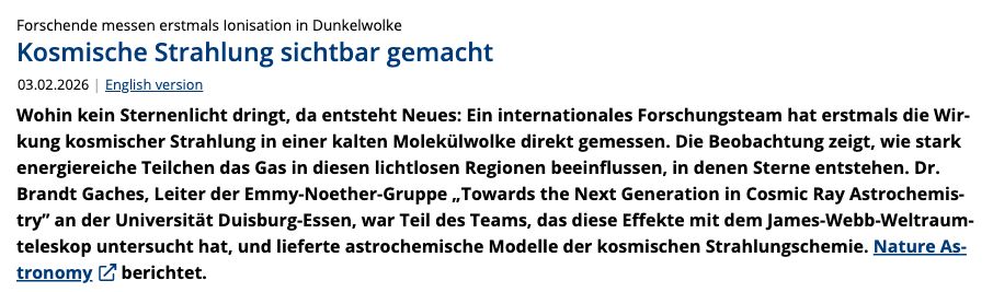 UDE-Meldung vom 3. Februar 2026 über die Beteiligung von Brandt Gaches an der gemeinsamen Entdeckung.