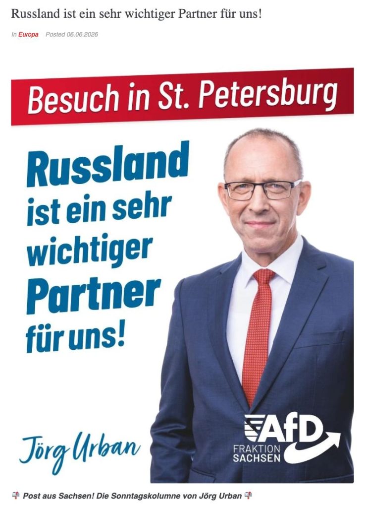 Jörg Urbans Russland-Beitrag vom 6. Juni 2026